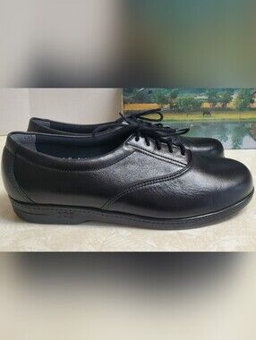 SAS Black Leather Whisper Oxford Walking Shoes USA